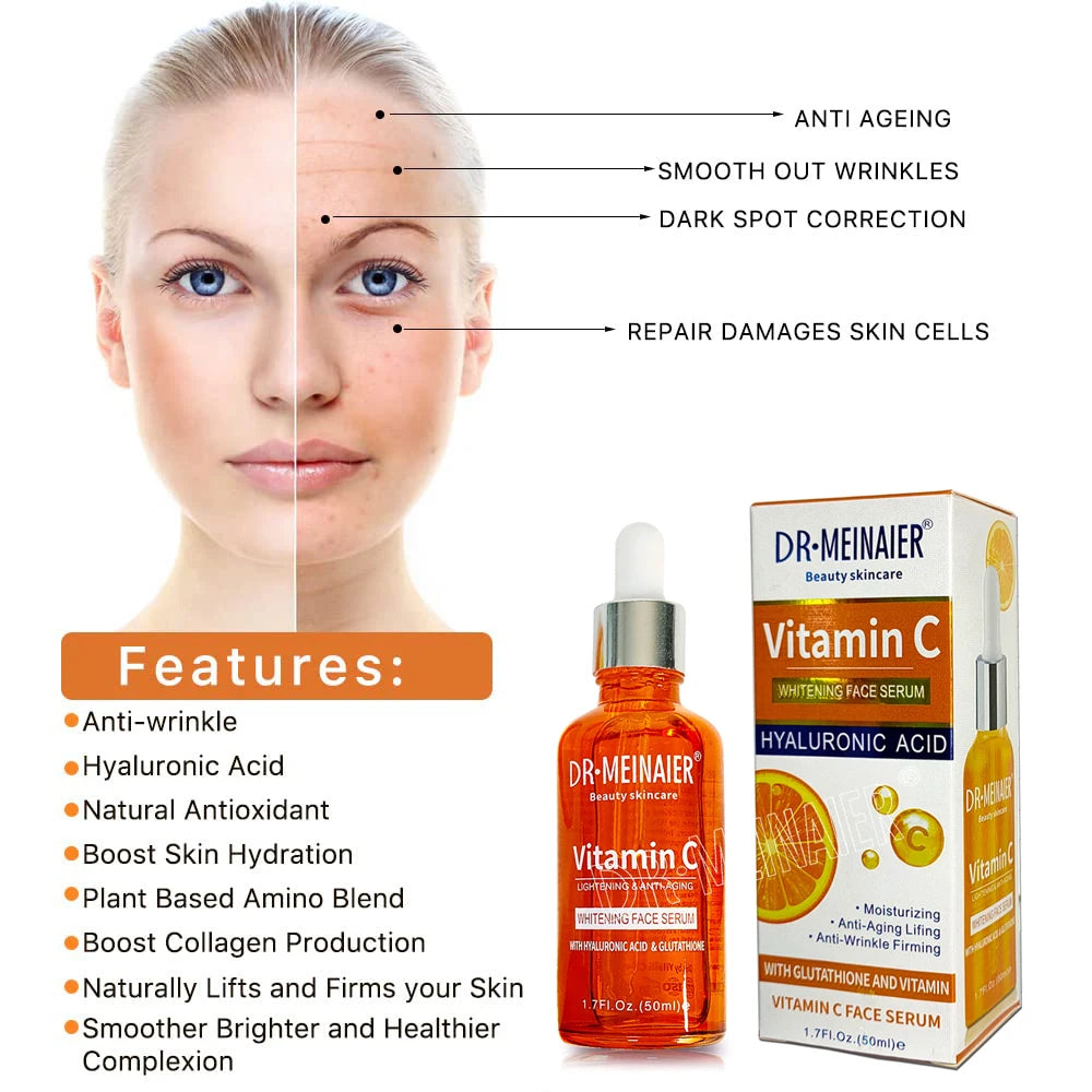 20% Vitamin C Liquid Serum Anti-aging Whitening VC Hyaluronic Acid Face Serum Brighting Moisturising Fade Fine Lines Skin Care