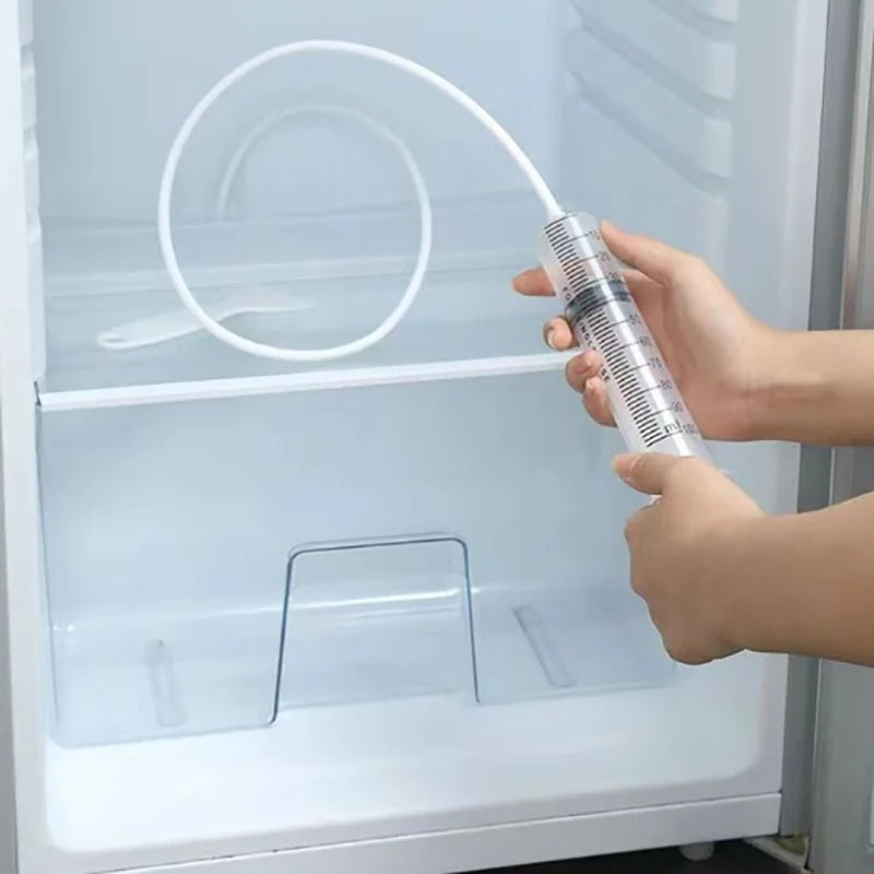 All-inclusive Cleaning Tools Set with Anti-Clog Feature- Brush, Hose, Syringe, Fridge Drain Hole Cleanser and more