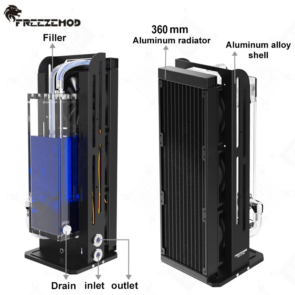 AIO with Alarm Water-cooled Module FREEZEMOD Water DC Pump 7/9 Meter Lift and Water Tank Integrated 12/24V SLMZ-LS-360S