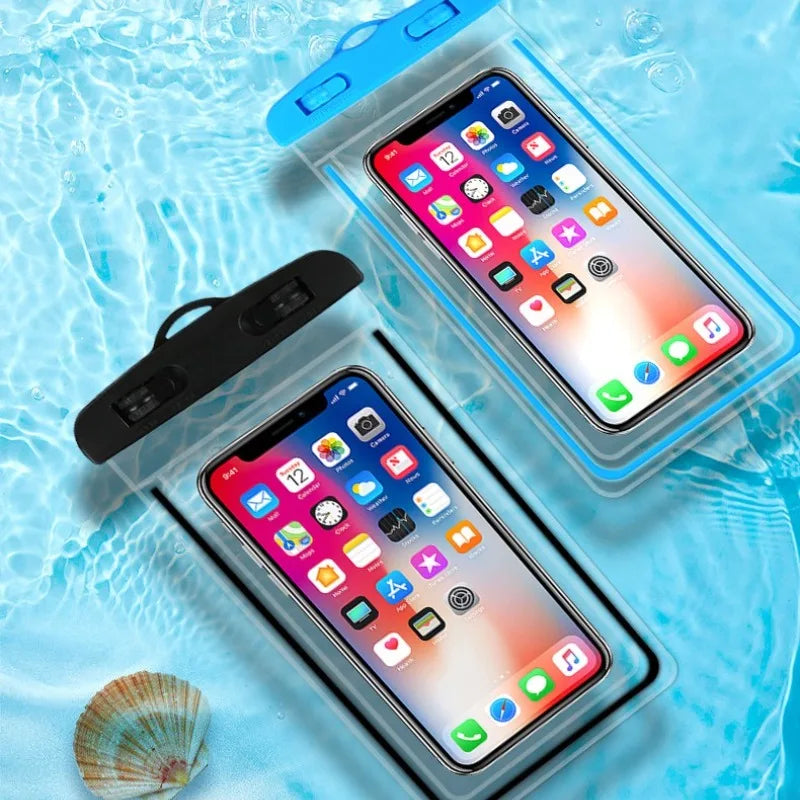 PVC Transparent Waterproof Phone Pouch Luminous Touchscreen Dry Bag with Seal Lock for Swimming Diving Hot Spring Rafting