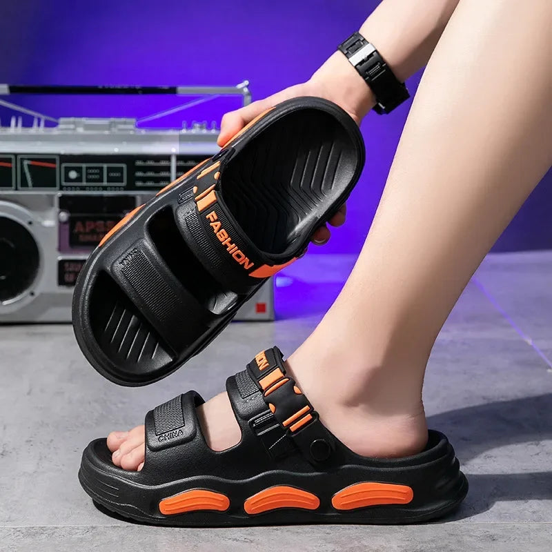 Men's Cloud Soft Thong Slippers Two-Way Wear Thick Bottom Waterproof Non-Slip Driving Comfortable Summer Sandals