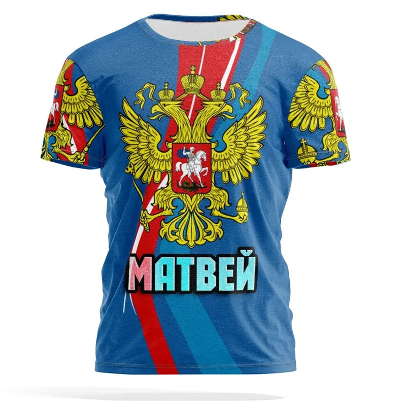 Russia Flag 3d Print T-shirt For Men Loose Short Sleeve Tactical T Shirts Summer Cool Street Sports Fitness Tees Men's Clothing