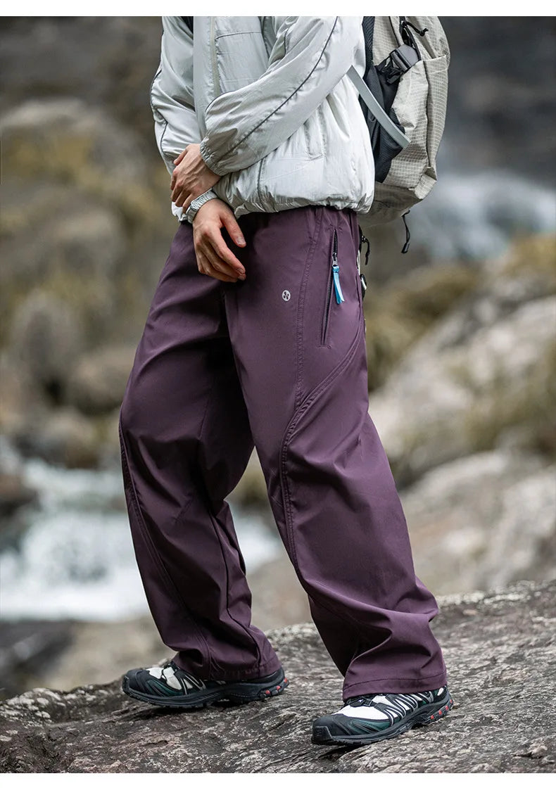 Streetwear Cargo Pants - Waterproof Windproof Fabric with Drawstring Elastic Waist｜Fall 2025 Loose Fit