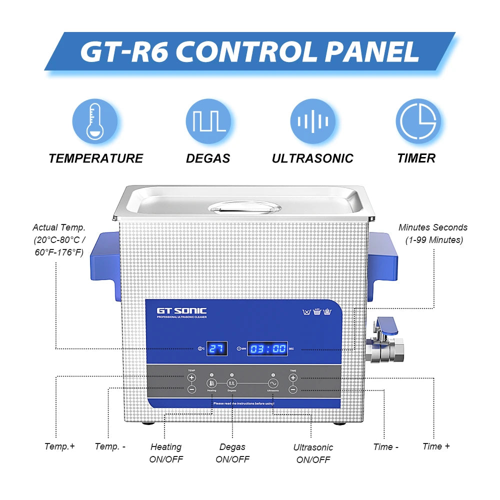GTSONIC Ultrasonic Cleaner Ultrasonic Bath Ultrasound Bath 2L 3L 6L 9L 13L 20L 27L Digital EU RU Local Warehouse Big Sale Price