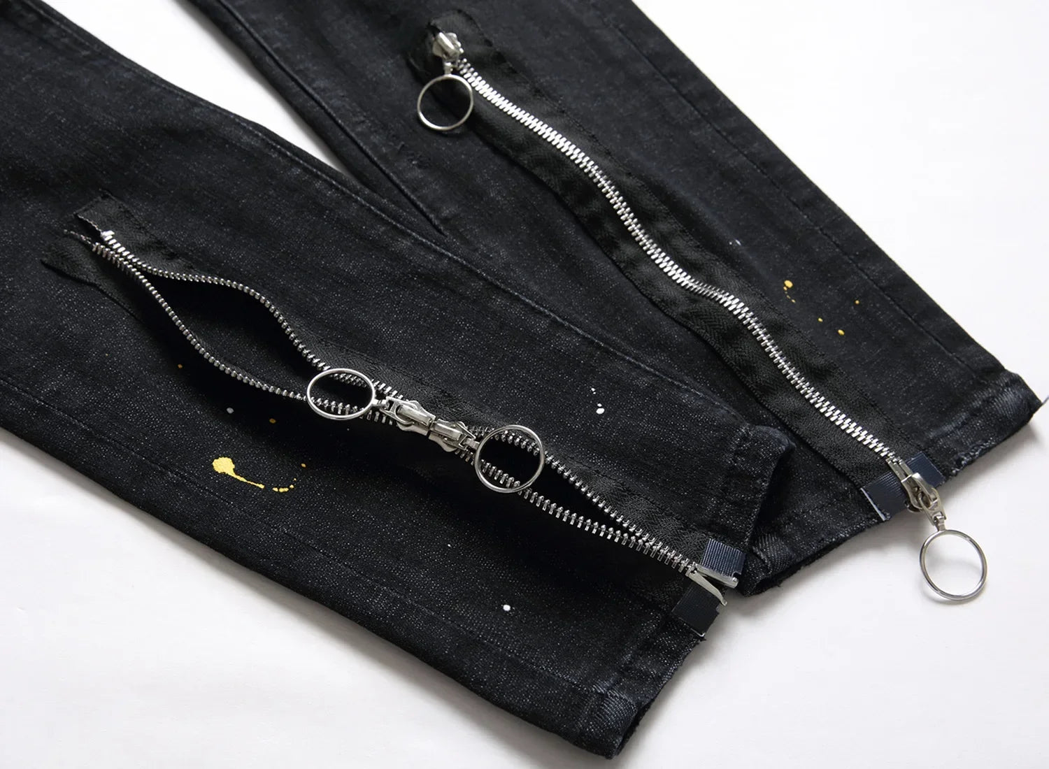 Men Black Ripped Denim Jeans Italian High Street Style Holes Jeans Denim Pants High Quality Male Slim Fit Denim Trousers Size 38