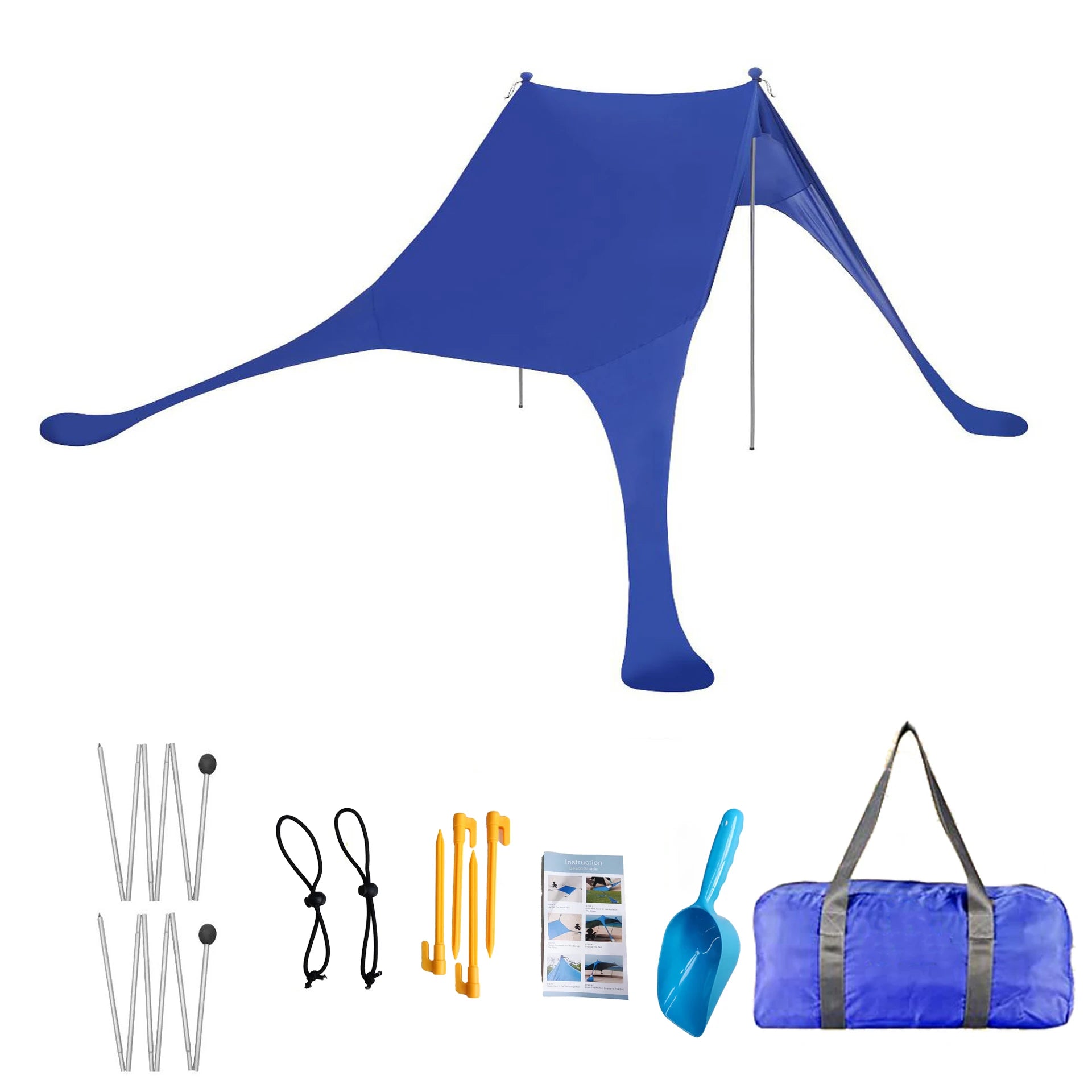 Family Ultralight Beach Awning, Sun Shade Tent with Sandbag, UPF50 + UV Portable Canopy, 2.1m * 1.6m