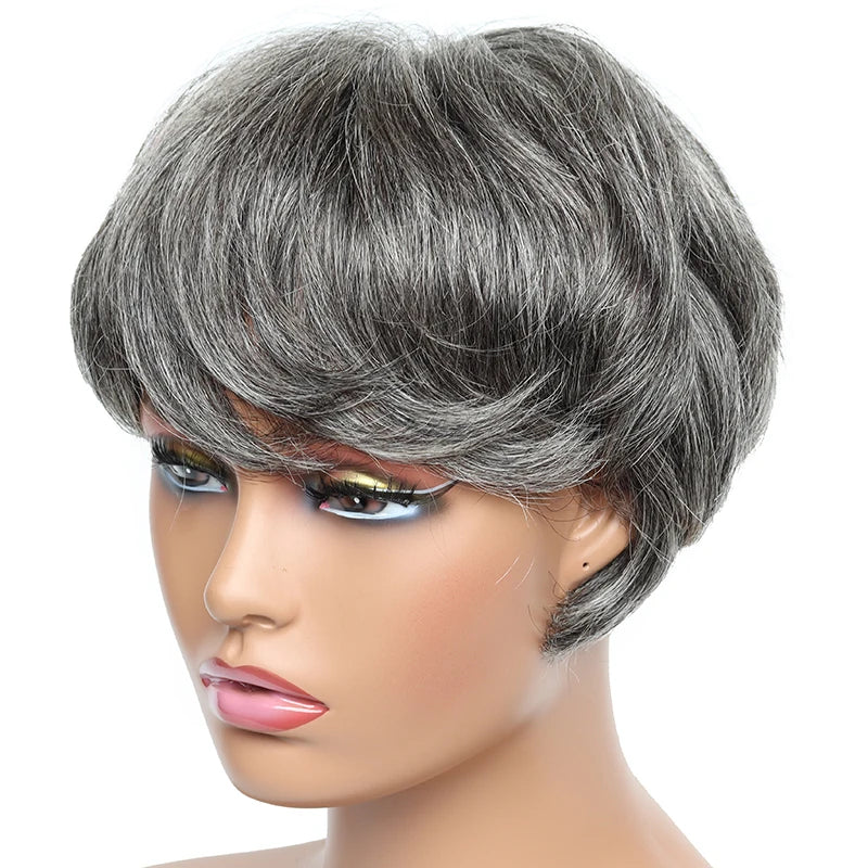 Cheap Human Hair Wigs Short Bob Pixie Cut Wig Human Hair For Women perruque cheveux humain Brazilian Hair Colored Wig With Bangs