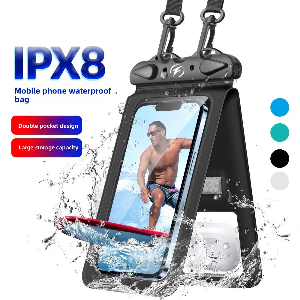 Double Pocket Waterproof Phone Bag Transparent Touch Screen Mobile Phone Waterproof Bag Universal Underwater Dry