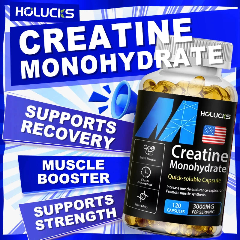 Buy 2 Get 2 Free! Creatine Monohydrate 3000mg Capsules, Support Lean Muscle & Performance, Fat Loss & Overall Fitness, Vegan