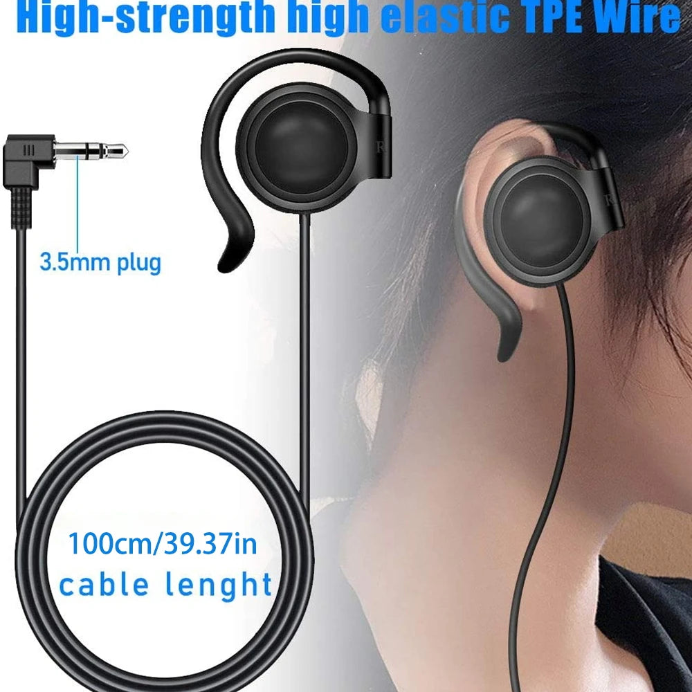 Universal 3.5mm Wired Headphones Unilateral Headset Hanging Ear Style Earphone Stereo Subwoofer Headphone Right/Left Ear