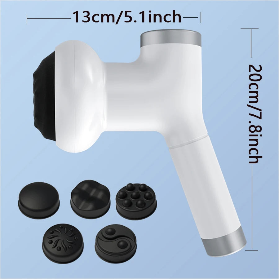 USB body massager, fat pushing device with 8 levels of strength and 5 interchangeable massage heads