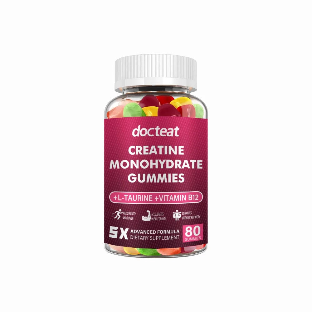 Creatine Monohydrate Gummies 80 Count with Taurine Vitamin B12 Chewable Sports Nutrition Supplement for Muscle & Energy Support