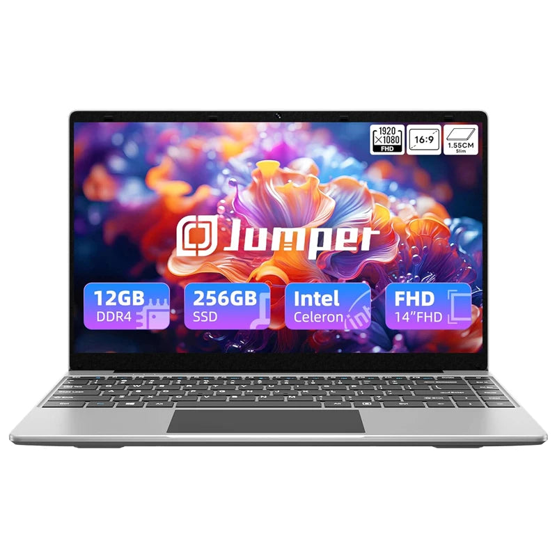 Jumper EZbook S5 Laptop 14 Inch, 12GB RAM 256GB SSD, Processor Intel Celeron J4105 Notebook, Two Speaker, Type-C, Mini HDMI