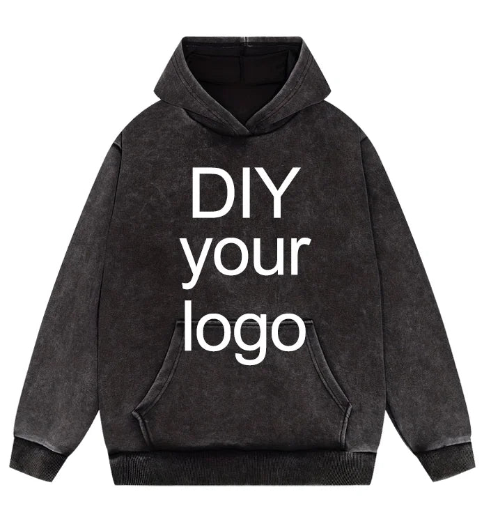 Washed Retro Hoodies 5 Colors 100%Cotton Hoody Customized Personalized Pattern Customization Pullover Team Logo Company Logo