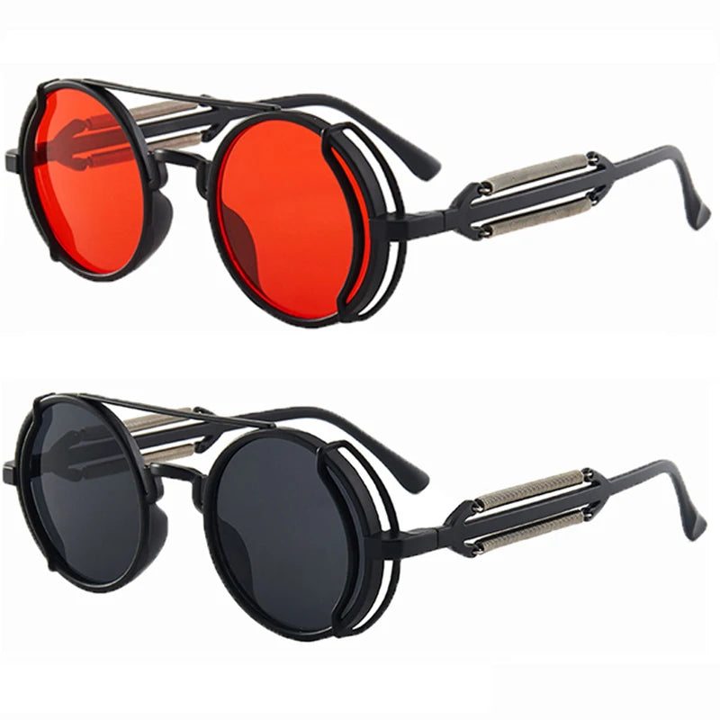 Retro Classic Steampunk Sunglasses UV400 Round Frame Design Colored Lenses Glasses Eyewear Gothic Men Women Sunglasses Steampunk