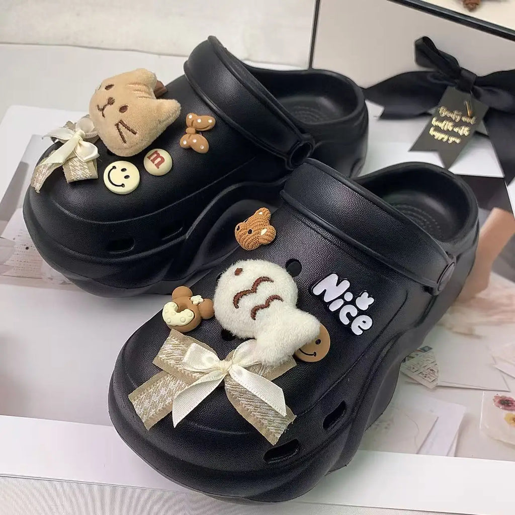 New Style Women's Clogs, Fashionable Cloud-Heel Thick-Soled Sandals for Summer, Made of Lightweight Eva Material, Comfortable Catfish-Patterned Set of Thick-Soled Sandals