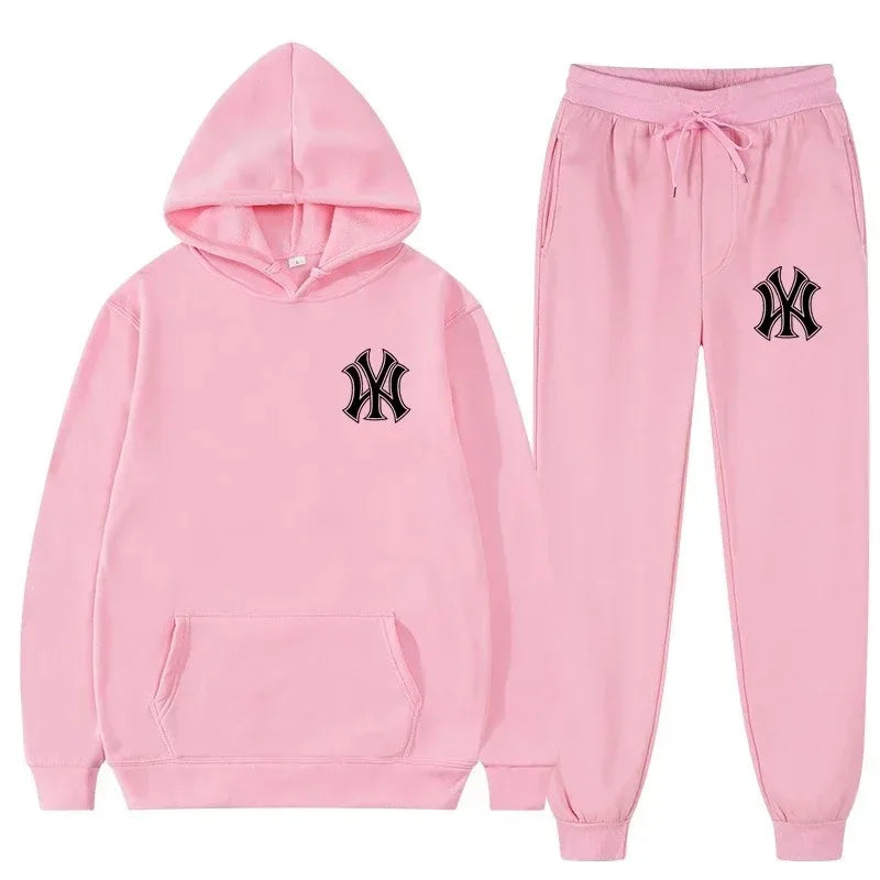 Men's running and fitness fashion casual sportswear set for autumn and winter hooded sweatshirt  jogging pants two-piece set