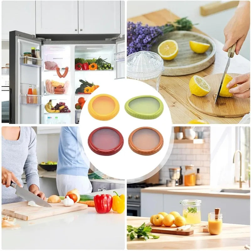 4 Fresh Fruit Storage Box, Fruit Saver Containers,Reusable Silicone Food Savers Fridge Storage Boxes,Fruit Storage Containers