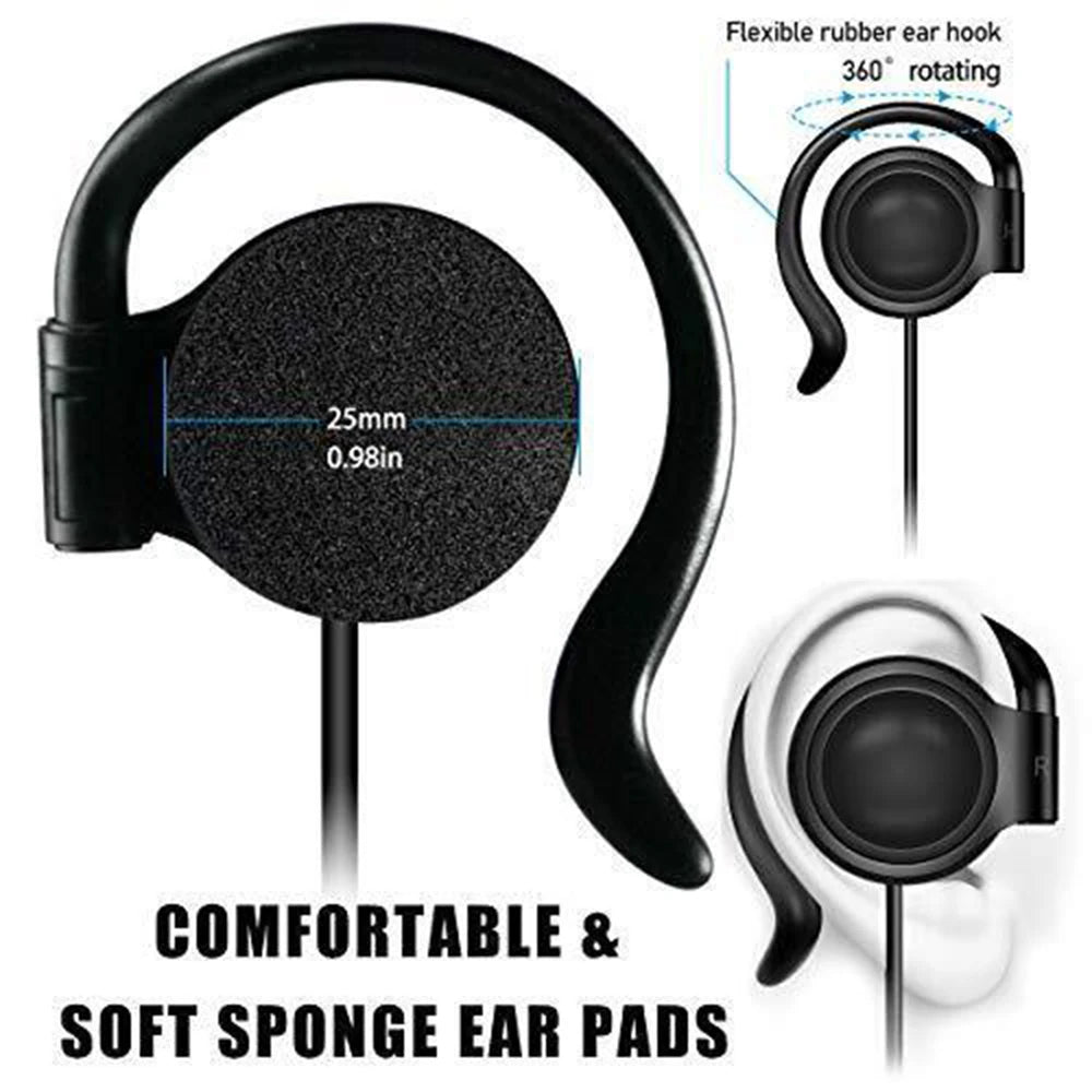 Universal 3.5mm Wired Headphones Unilateral Headset Hanging Ear Style Earphone Stereo Subwoofer Headphone Right/Left Ear