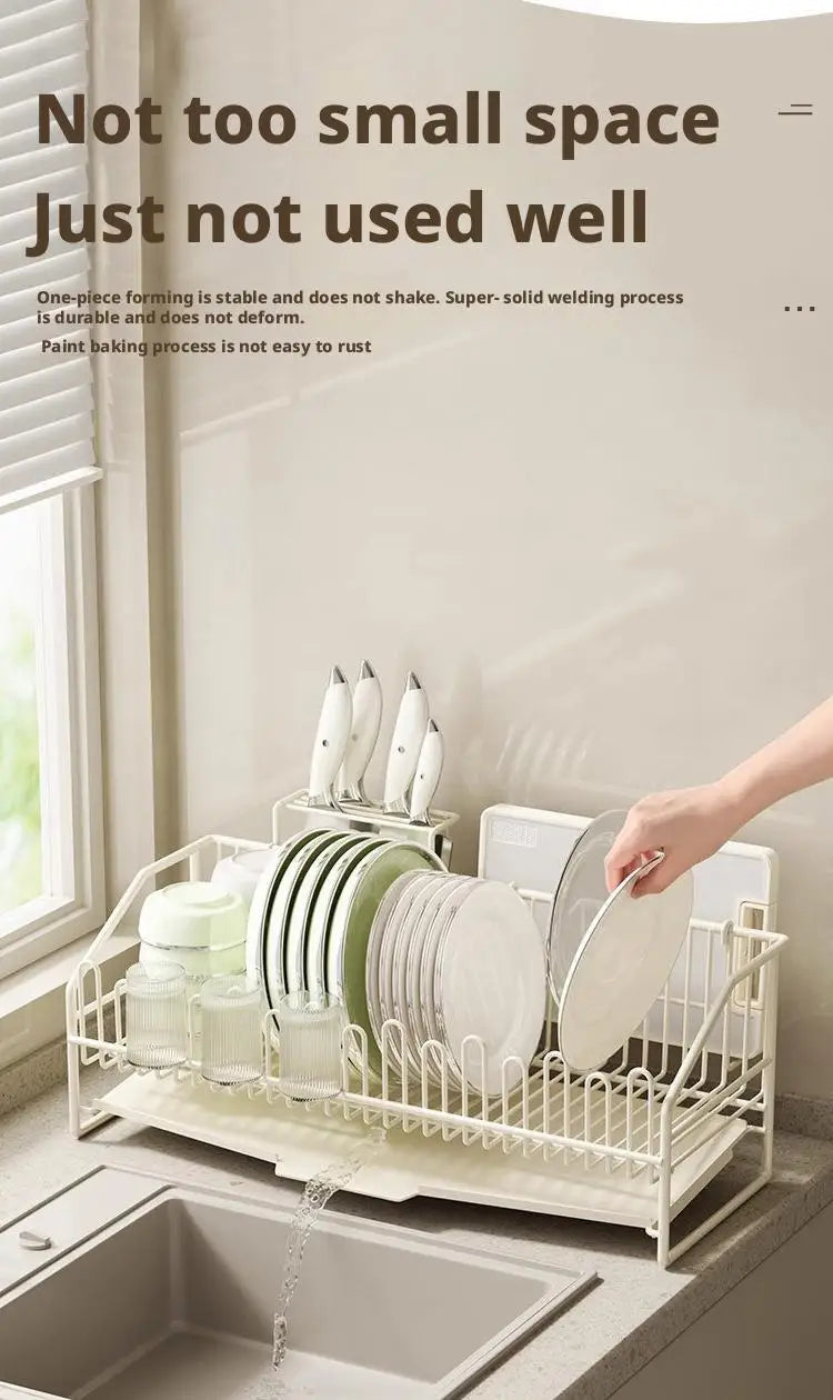 Kitchen Drain Dish Rack Holder Sink Countertop Bowl Chopstick Cutlery Storage Basket Dishes Organizer Hanger Draining Shelf