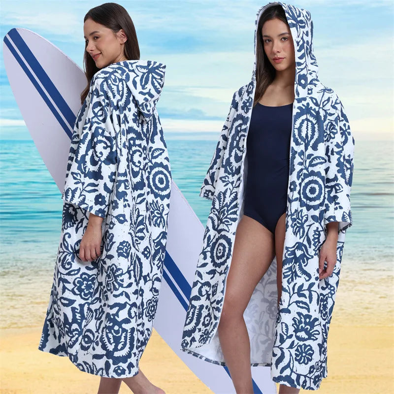 Microfiber Hooded Towel Men Women for Swimming Beach Travel Quick Dry Changing Robe Cape Bath Towel Bathrobe Surf Poncho
