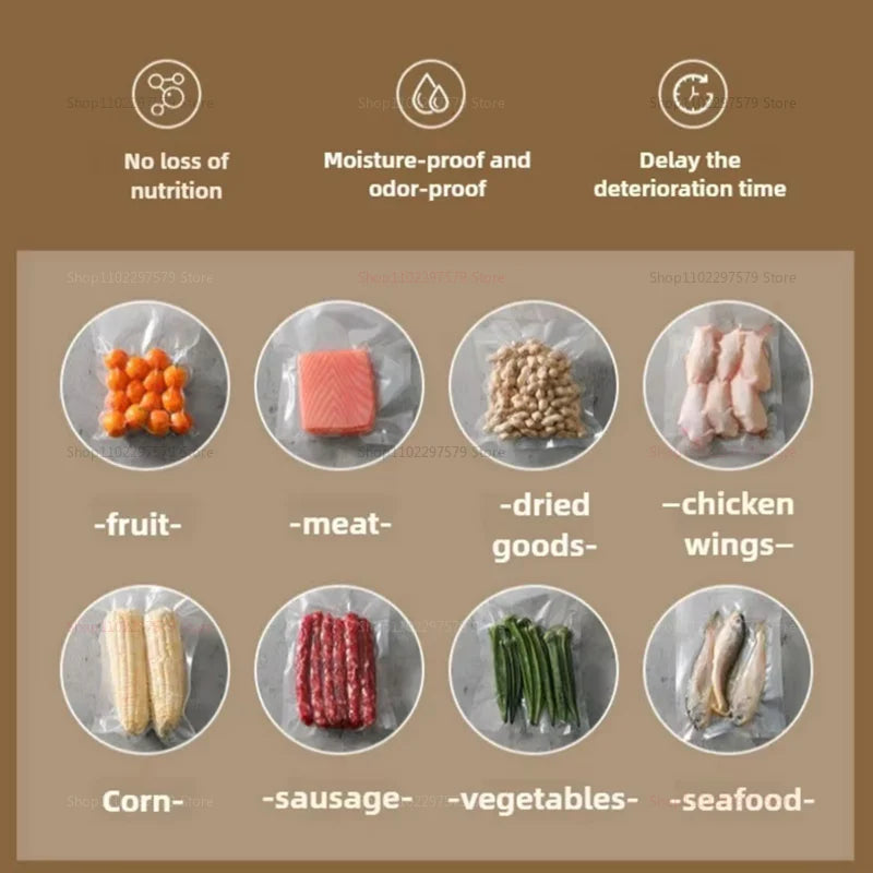 Automatic Small Food Vacuum Sealer Machine for Fresh Cooked Food Plastic Packaging Compact Sealers Food Preservation