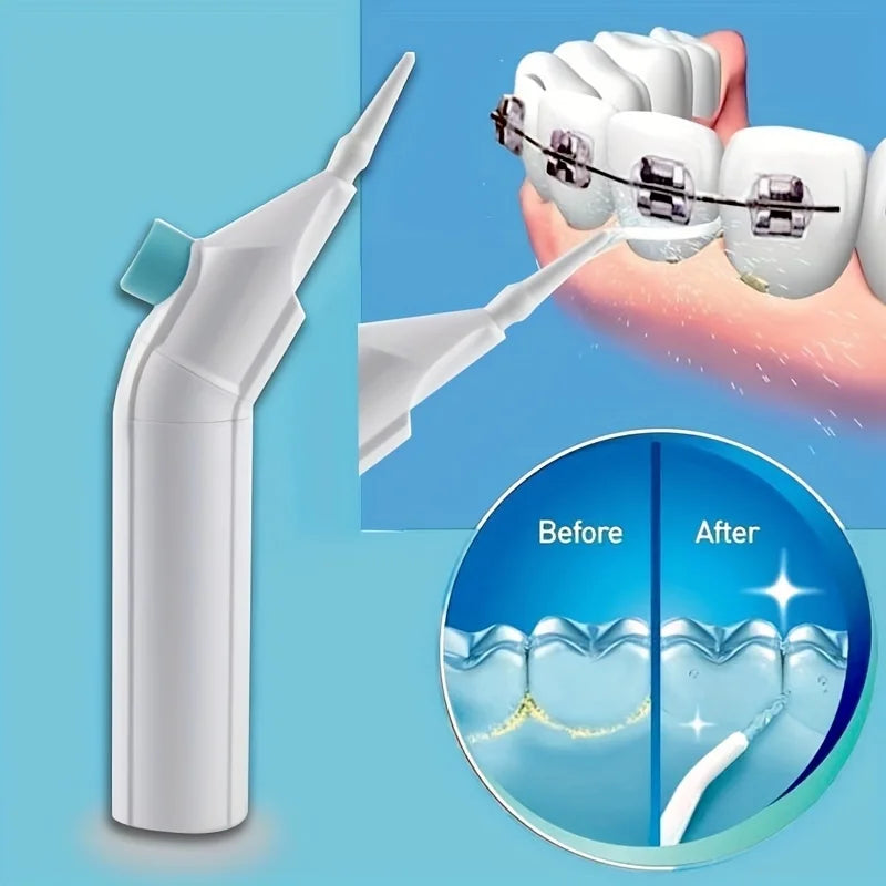 Ergonomic Manual Dental Irrigator High-Pressure Water Flosser for Teeth Cleaning Curved Design Plaque Removal No Battery Needed