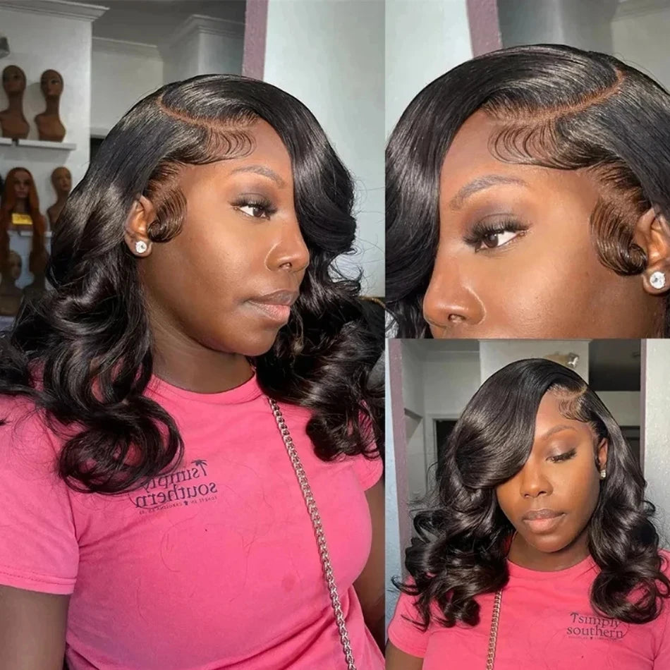 Glueless Body Wave Bob Wig Peruvian Lace Frontal Ready To Wear Human Hair Wigs NaturalColor Perruques Cheveux Humain Wear And Go