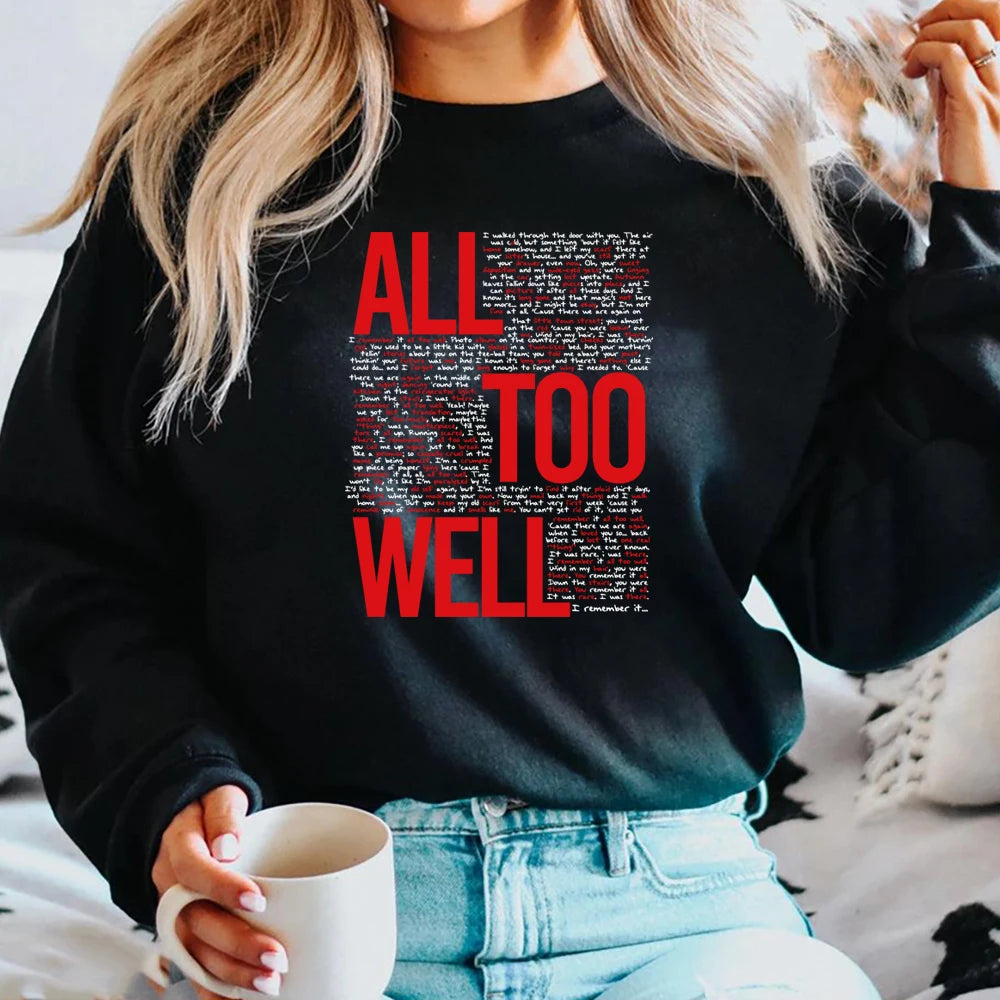 Vintage All Too Well Sweatshirt Eras Tour Mindnight Hoodie Lover Inspired Karma Sweater Music Crewneck Sweatshirts Gift for Fans
