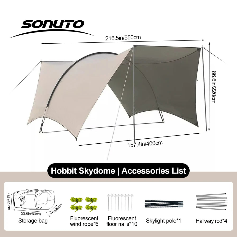 Silver Coated Sun Protection Camping Tent Large Family Size Windproof Rainproof Outdoor Canopy Tent with UV Block for Beach Pic