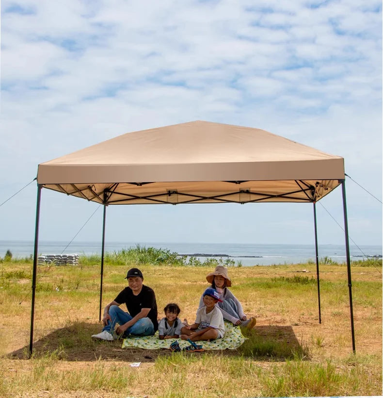 Outdoor pop-up canopy Gazebo Tent beach camping instant canopy 10x10 feet (khaki color) Convenient to carry withWith tugboat bag
