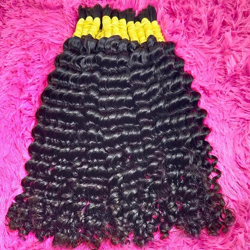 Perruque Cheveux Indiens Humain 100% Bulk Deep Loose Wave Curly Bundles Human Hair Bulk For Braiding Hair Human Hair Extensions