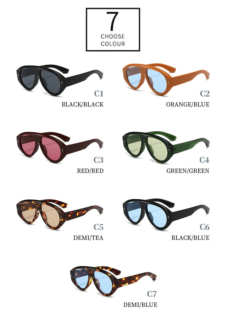 SO&EI Retro Pilot Women Sunglasses Fashion Blue Green Shades UV400 Men Rivets Punk Outdoor Sun Glasses
