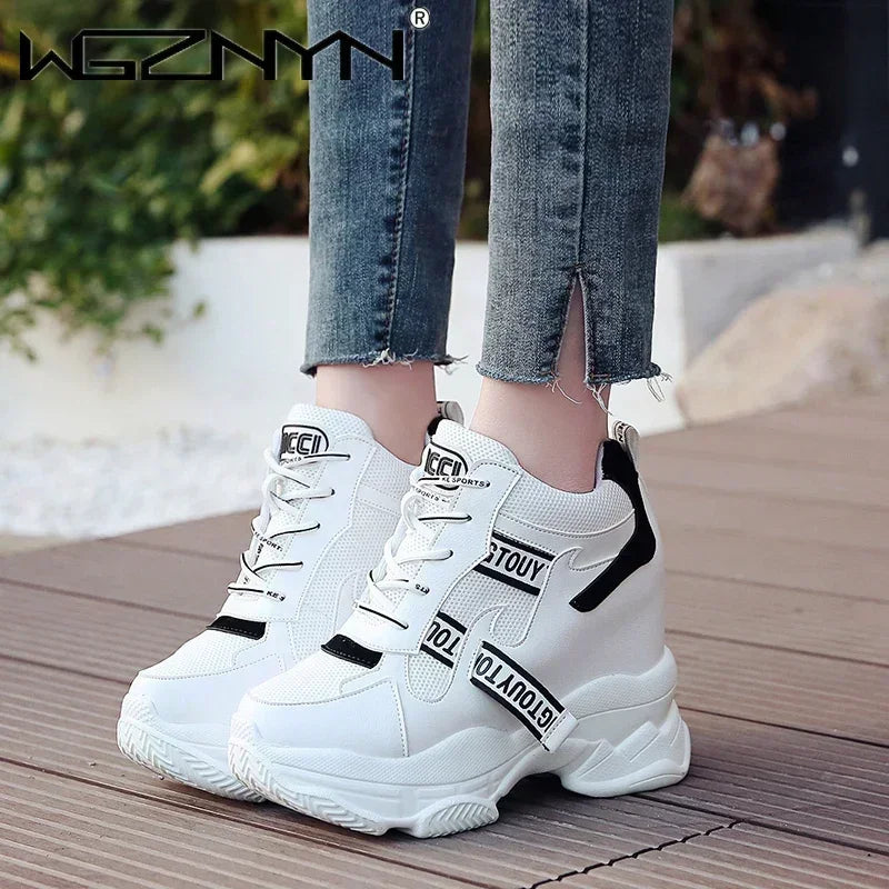 2025 NEW High Quality Chunky Platform Outdoor Sneakers Women Super High Heels Casual Shoes Woman Height Increasing Boot Mujer
