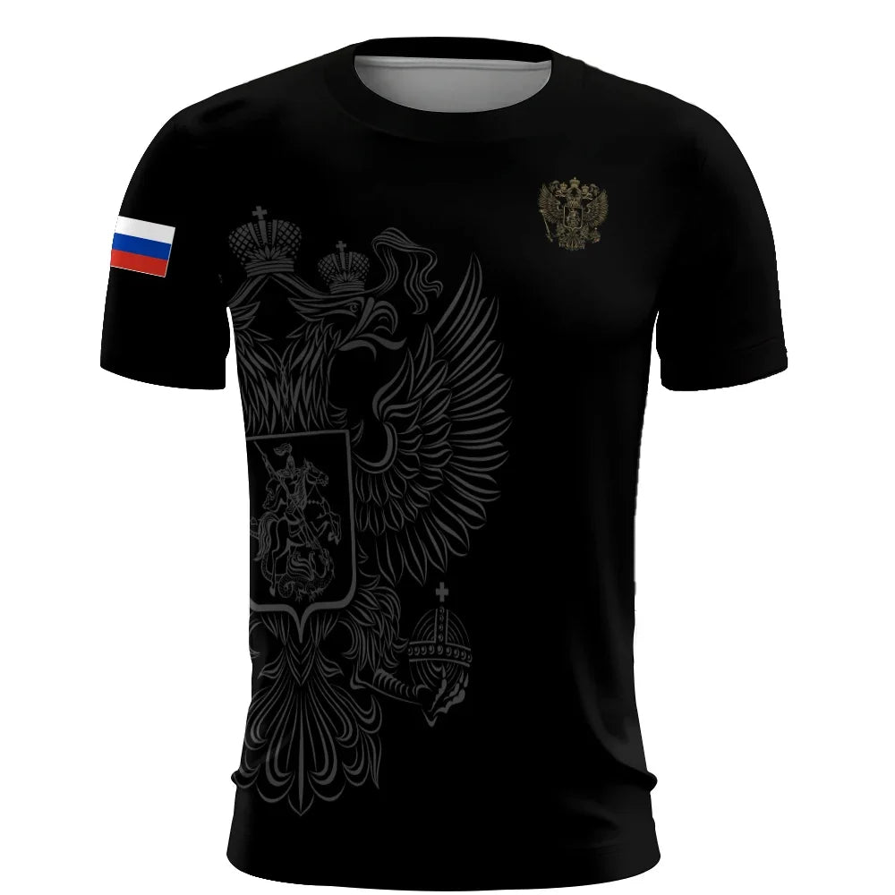 Russia Men's T-Shirts 3d Russian Flag Short Sleeve T-Shirt For Men Oversized Tees Mens Clothing Summer Casual Breath Sportswear