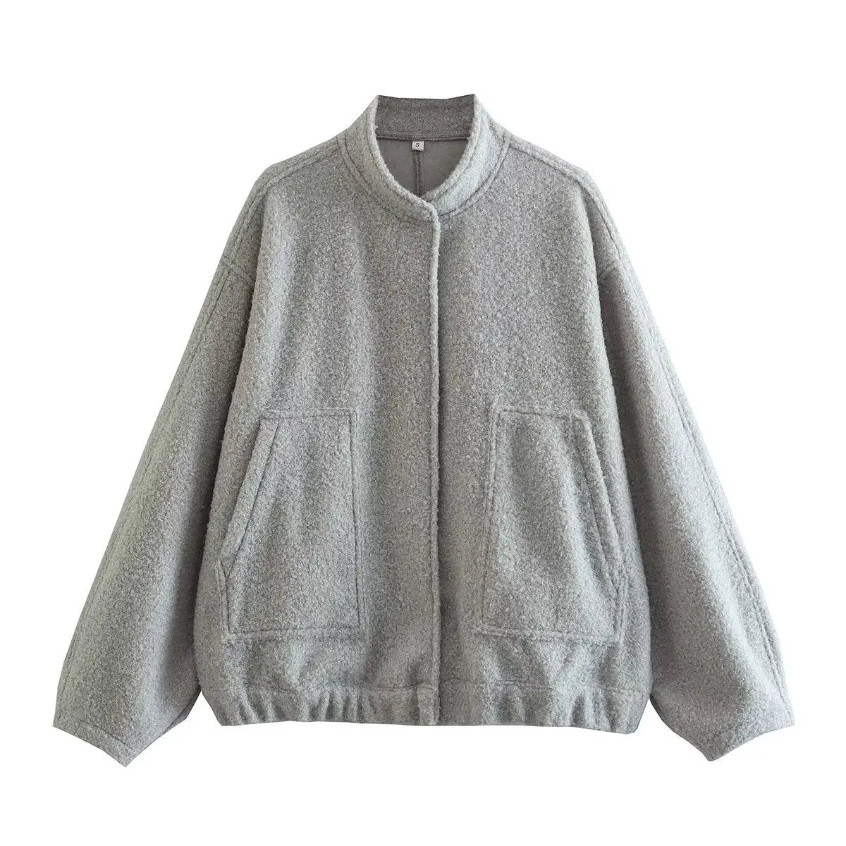 HH Women's Elegant Solid Coat Button Long Sleeve Pocket Bomber 4-Color Jacket Female Spring Casual Loose Streetwear Coats