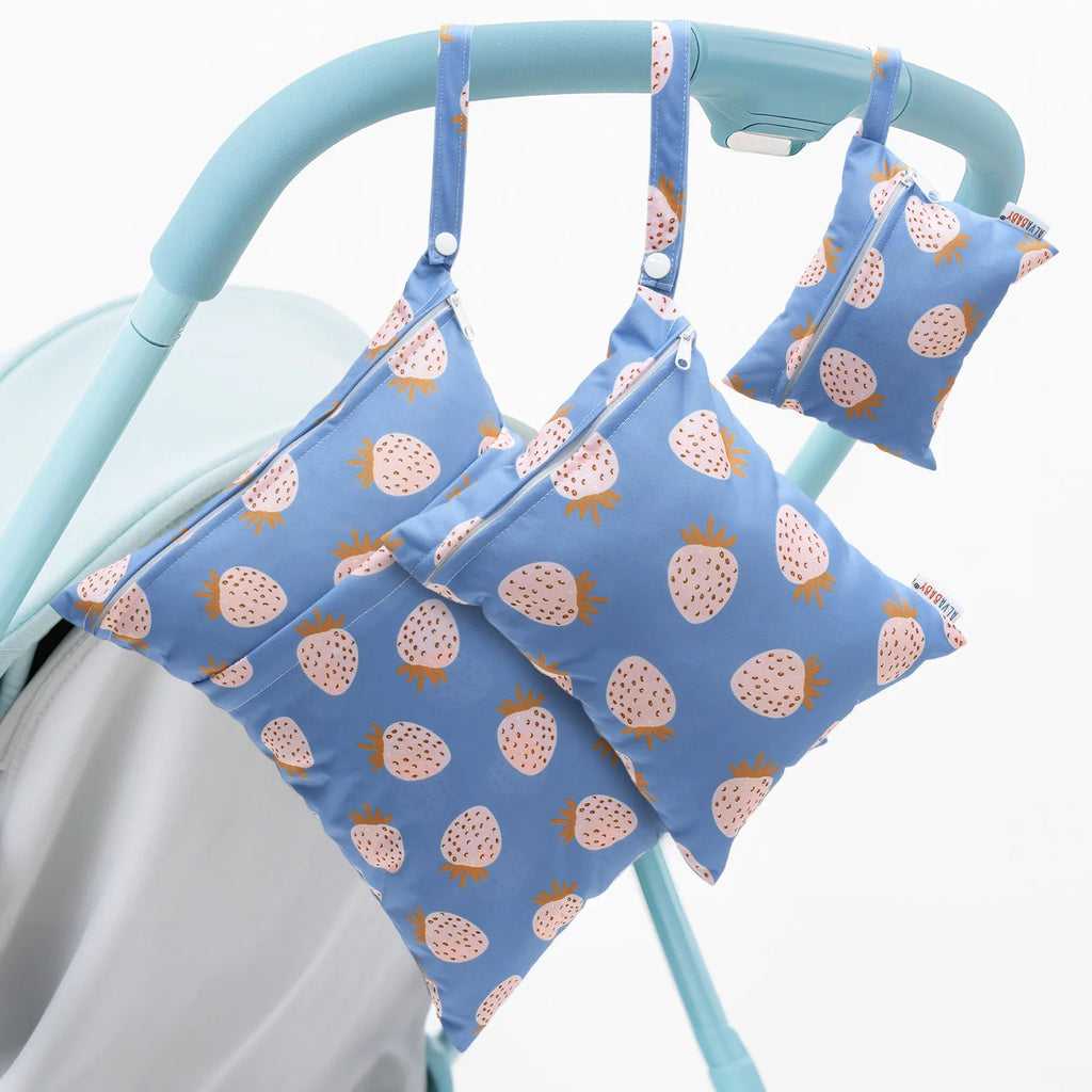 ALVABABY 3PCS Portable Diaper Wet Dry Bag Waterproof Reusable with Zippered Pocket for Cloth Diapers, Swimsuits, Travel, and Gym