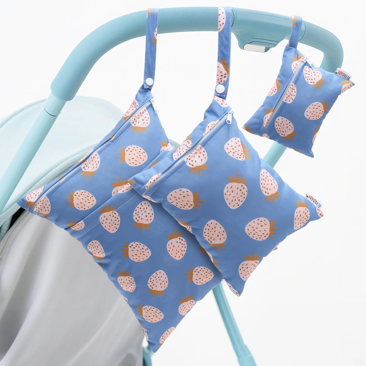 ALVABABY 3PCS Portable Diaper Wet Dry Bag Waterproof Reusable with Zippered Pocket for Cloth Diapers, Swimsuits, Travel, and Gym