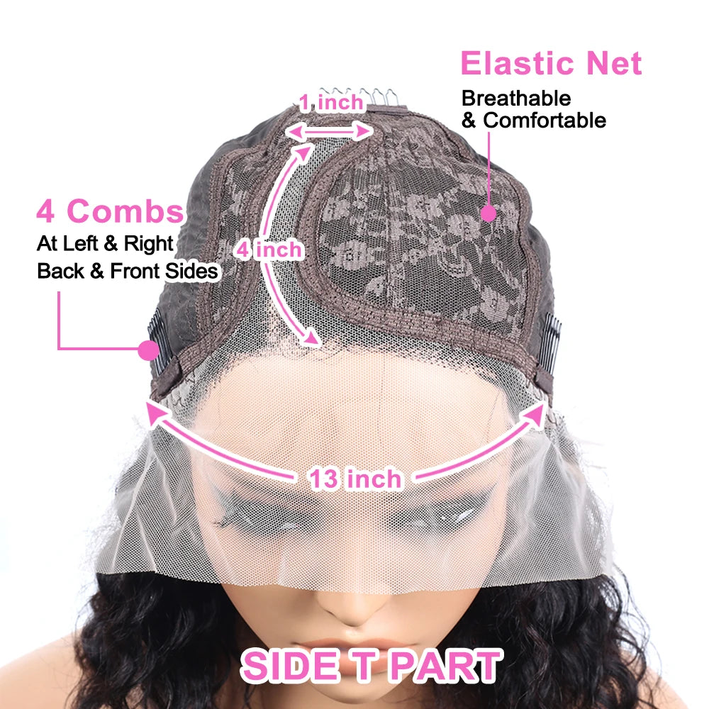 Water Wave Lace Front Wigs for Women Brazilian Closure Bob Wig 13x4 Transparent Lace Frontal Short Wigs Human Hair Pre Plucked