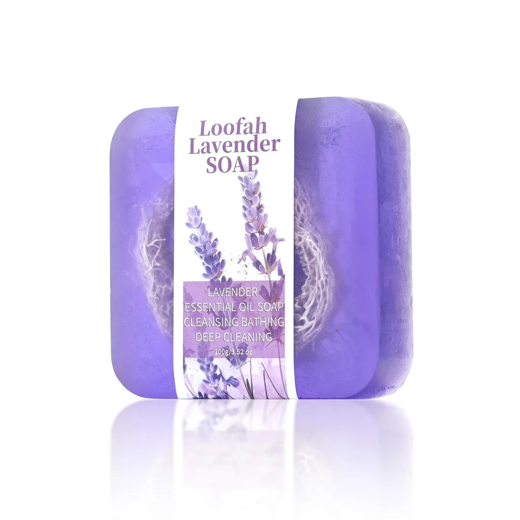 S+100g lavender luffa essential oil handmade soap, citric acid deep cleansing lotion, bath soap, whitening luffa soap