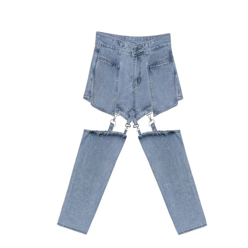 Women Straight Leg Ripped Jeans For Women Fashion Loose Hole Streetwear Women High Waist Pants Hole Denim Trousers