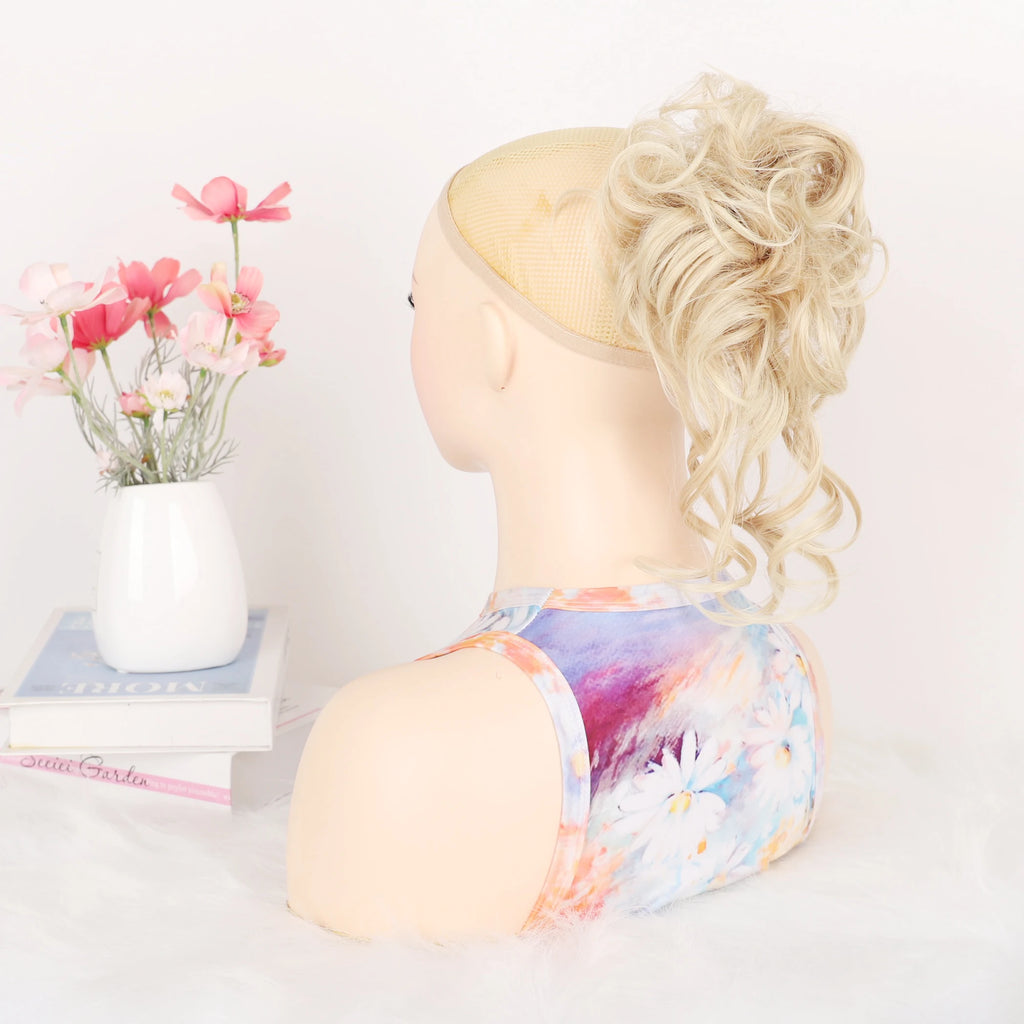 Women's Synthetic Messy Curly Hair Bun Chignon Extension - Elastic Scrunchie Updo Hairpiece for Quick Styling