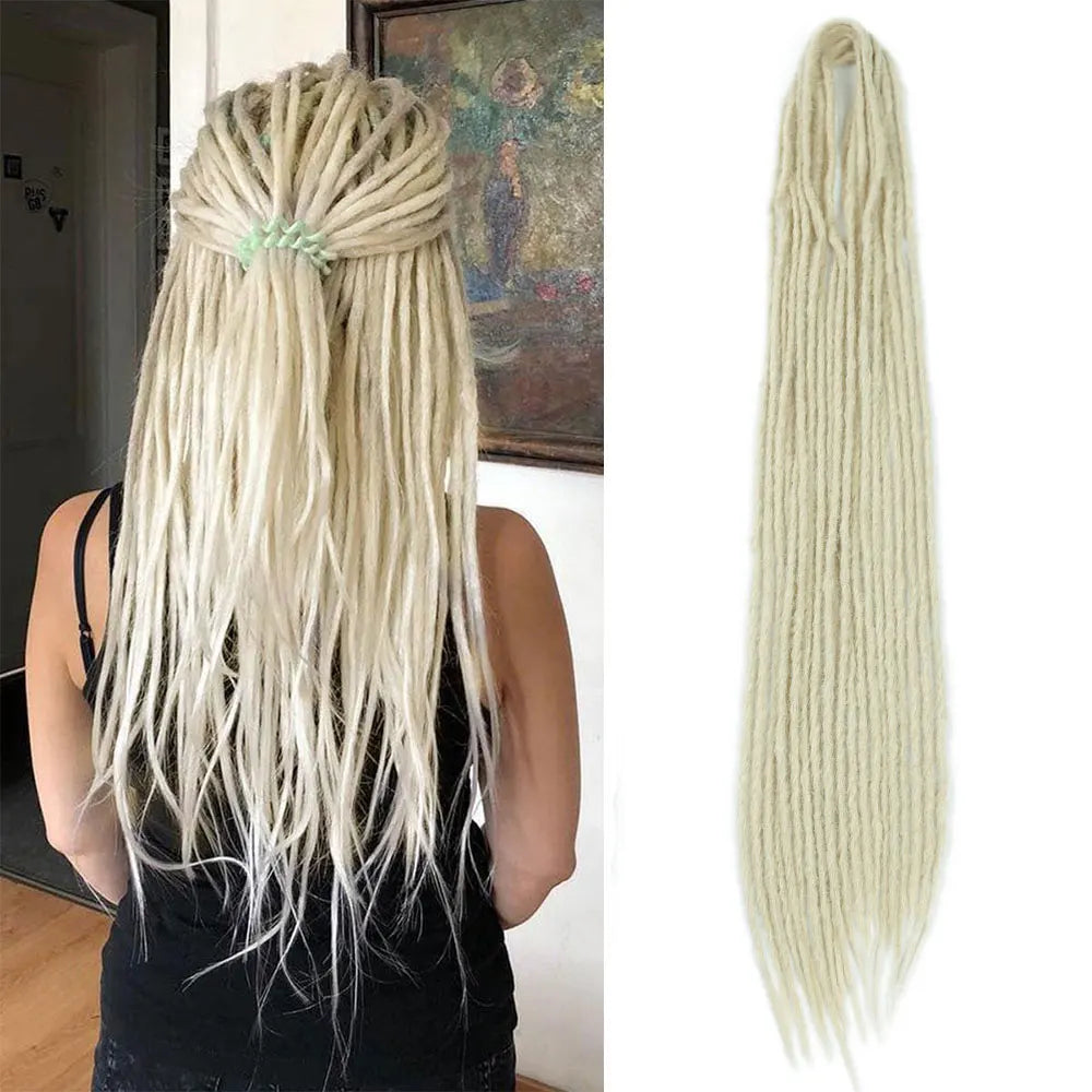 Synthetic 24 Inch Dreadlocks Extensions Dreads Locs Crochet Hair for Women 20 Strands Handmade Soft Locs Braids Double Ended