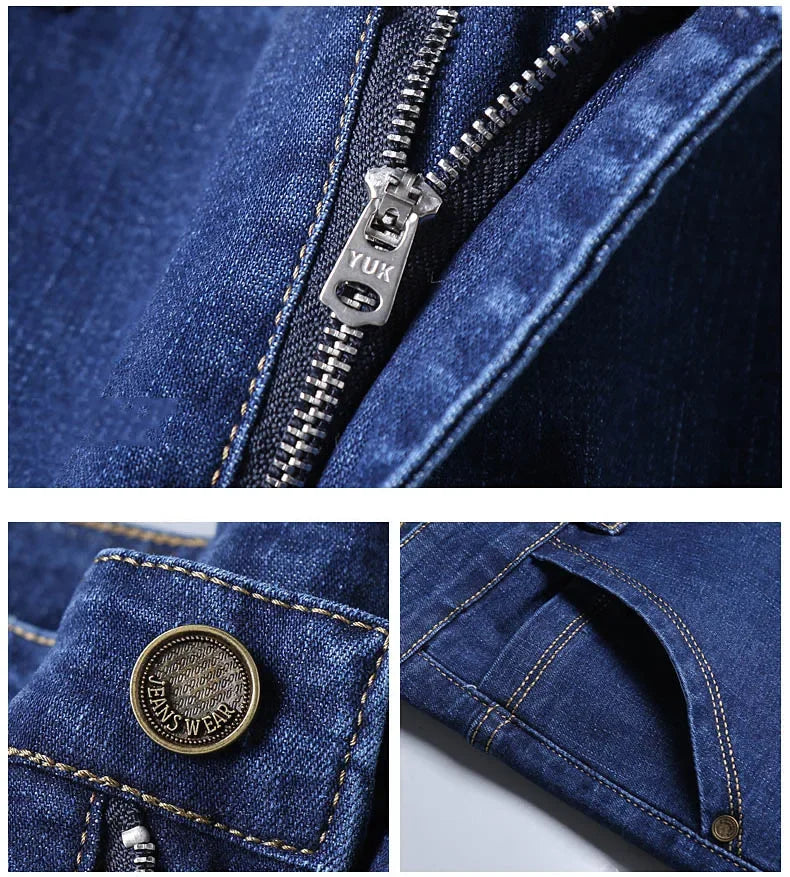 Men Fashion Straight Jeans Mens 2025 New Stretch Slim Fit Pants Comfortable Soft Business Denim Trousers Male Brand Clothing