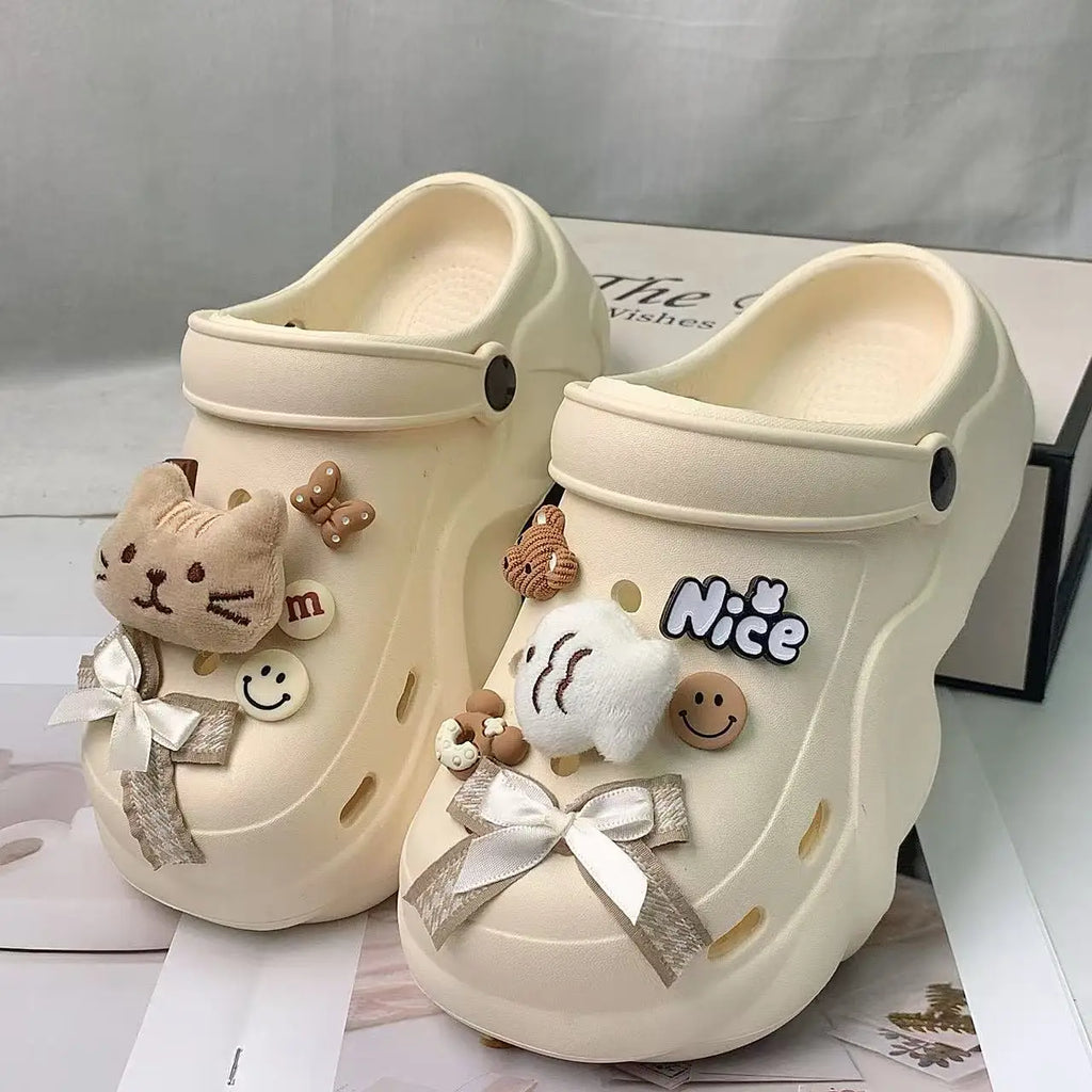 New Style Women's Clogs, Fashionable Cloud-Heel Thick-Soled Sandals for Summer, Made of Lightweight Eva Material, Comfortable Catfish-Patterned Set of Thick-Soled Sandals