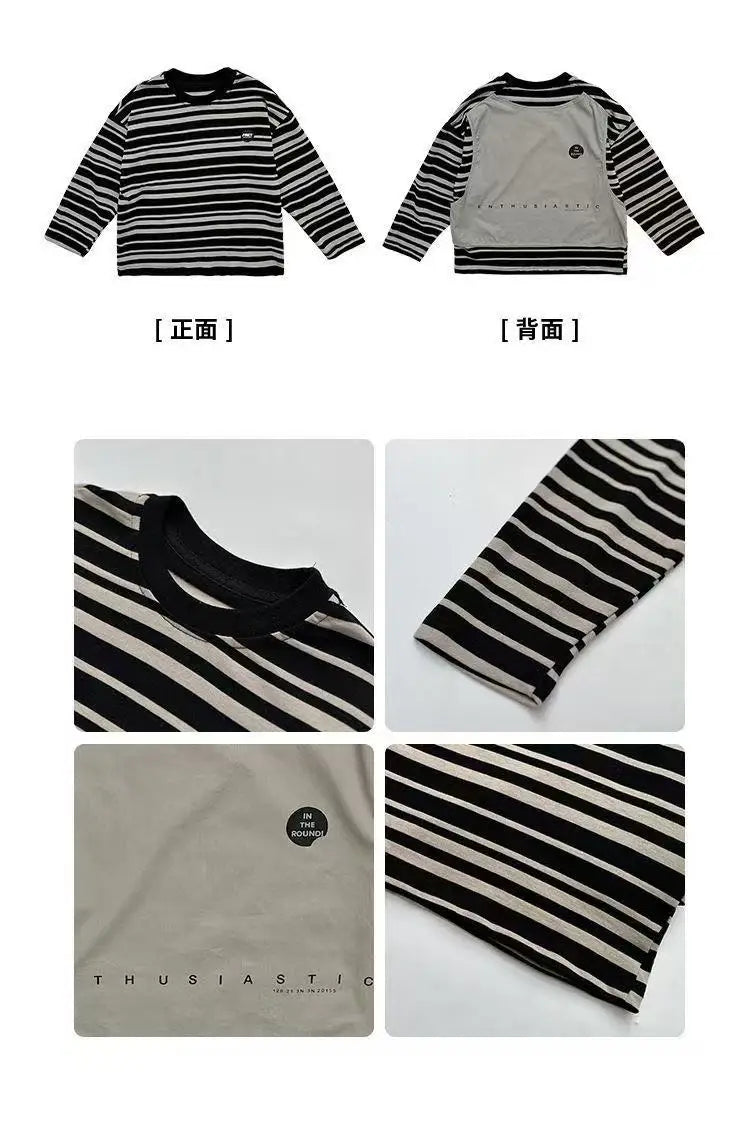 Boys Sets Sweatshirt Pants Two-piece Suits Children's Clothes Spring Autum Korean Fashion Round Neck Pullover Cargo Pants Suits