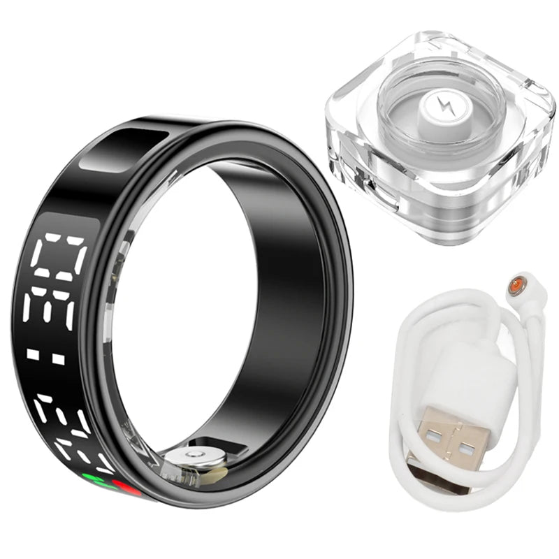 Smart Ring Heart Rate Blood Oxygen Health and Sleep Monitor 5ATM Waterproof Multi-sport Modes Fitness Ring for Android iOS