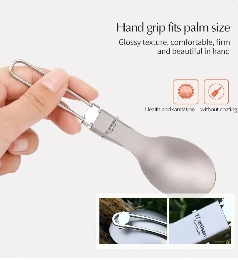 Tiartisan Titanium Foldable Cutlery Portable Outdoor Camping Tableware Hiking Folding Fork Spoon Knife