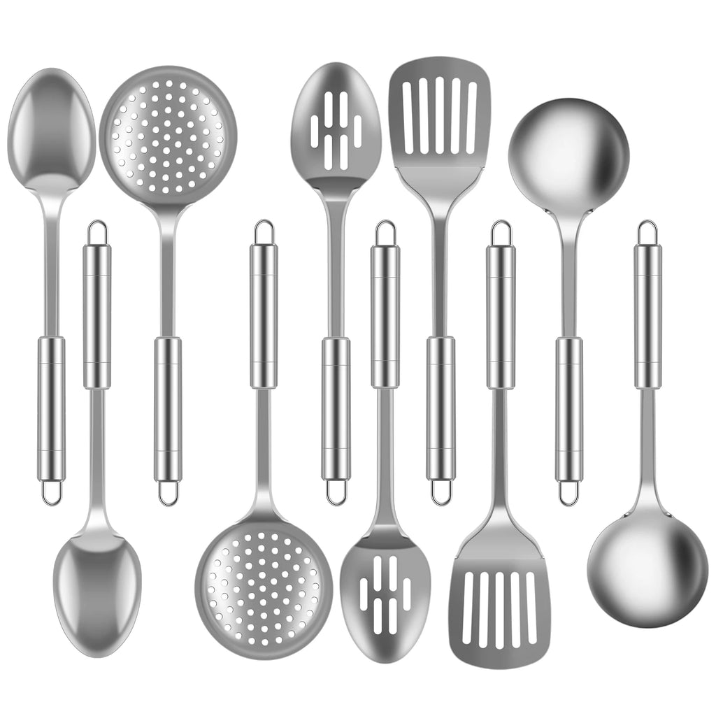 5/10Pcs Kitchen Cooking Utensils Set Stainless Steel Shovel Soup Spoon Spatula Utensils Dinnerware Kitchen Cooking Tool Set