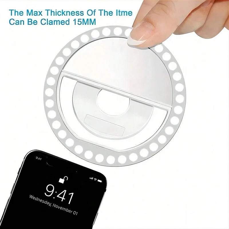 LED Selfie Ring Light Novelty Makeup Lightings Led Selfie Lamp Mobile Phones Photo Night Light Rechargeable Lamp Selfie Ring